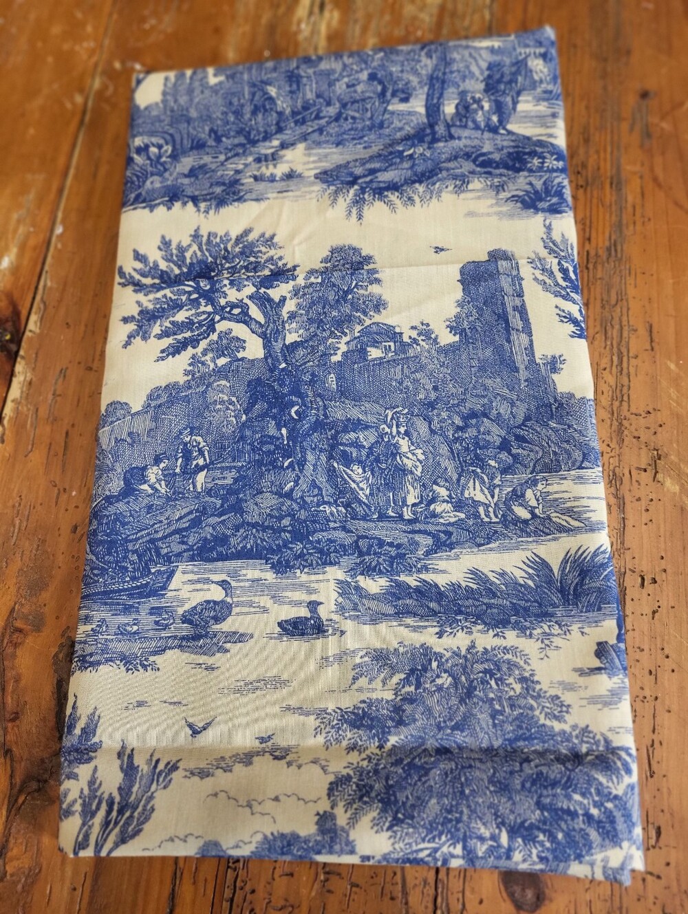 Vintage Blue and White Toile Cotton Fabric